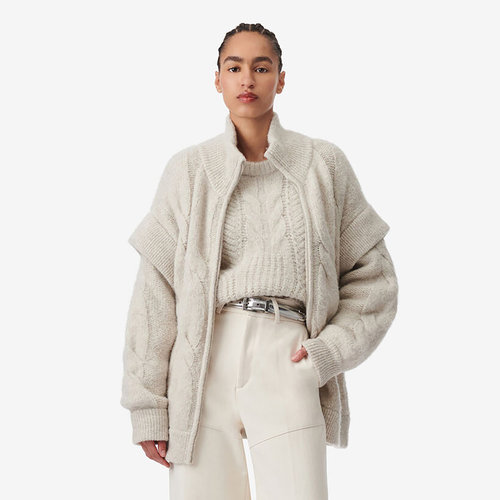 IRO NIGHT 2025年冬季宽松长袖开衫柔软绞花毛衣外套WM12FONA24W