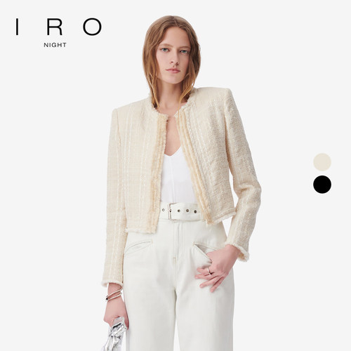 圆领外套IRO小香风毛边编织