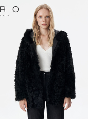 IRO NIGHT 2025年冬季中长款双口袋皮毛大衣外套WM06RODINA22W