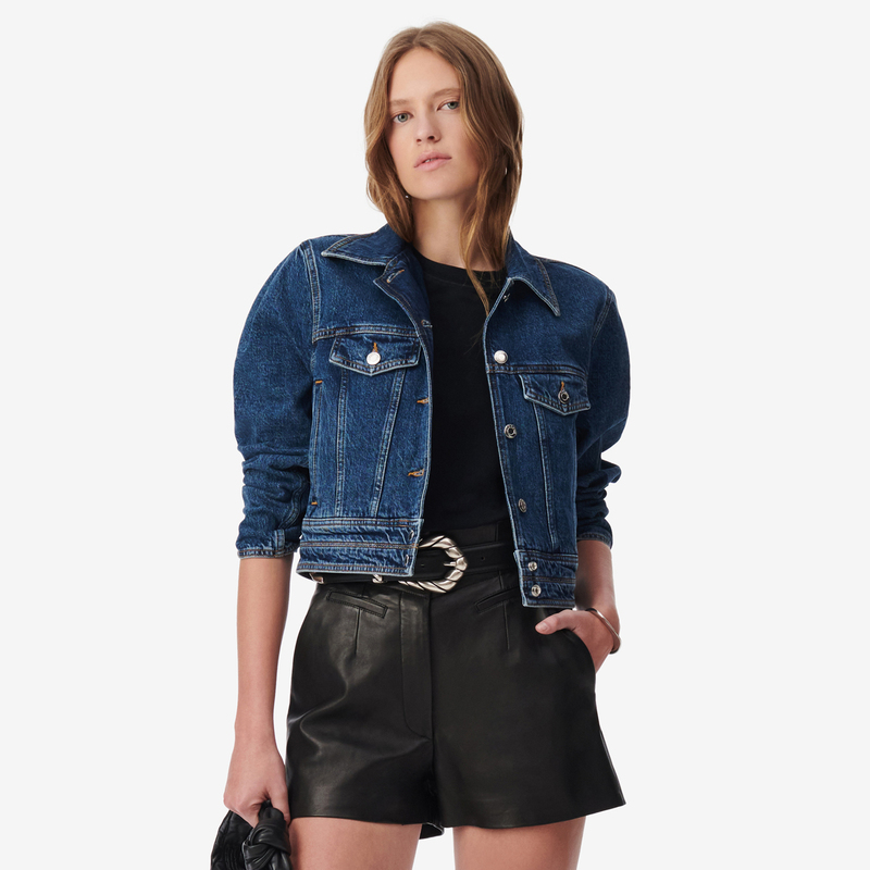 IRO Night 2025年短款长袖深色单排扣简约牛仔外套WP07OURA24W