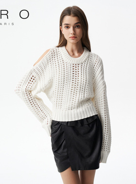 IRO NIGHT 2025年春季时尚菱格镂空露肩小众毛衫上衣IWF343M00600