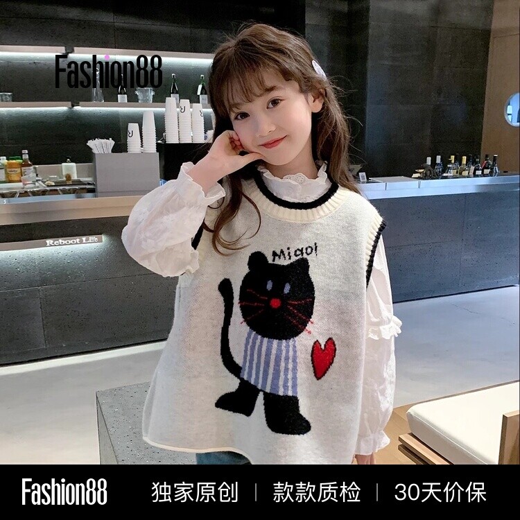 女童马甲2026秋装新款韩版儿童洋气针织衫宝宝春秋外穿时髦背心潮