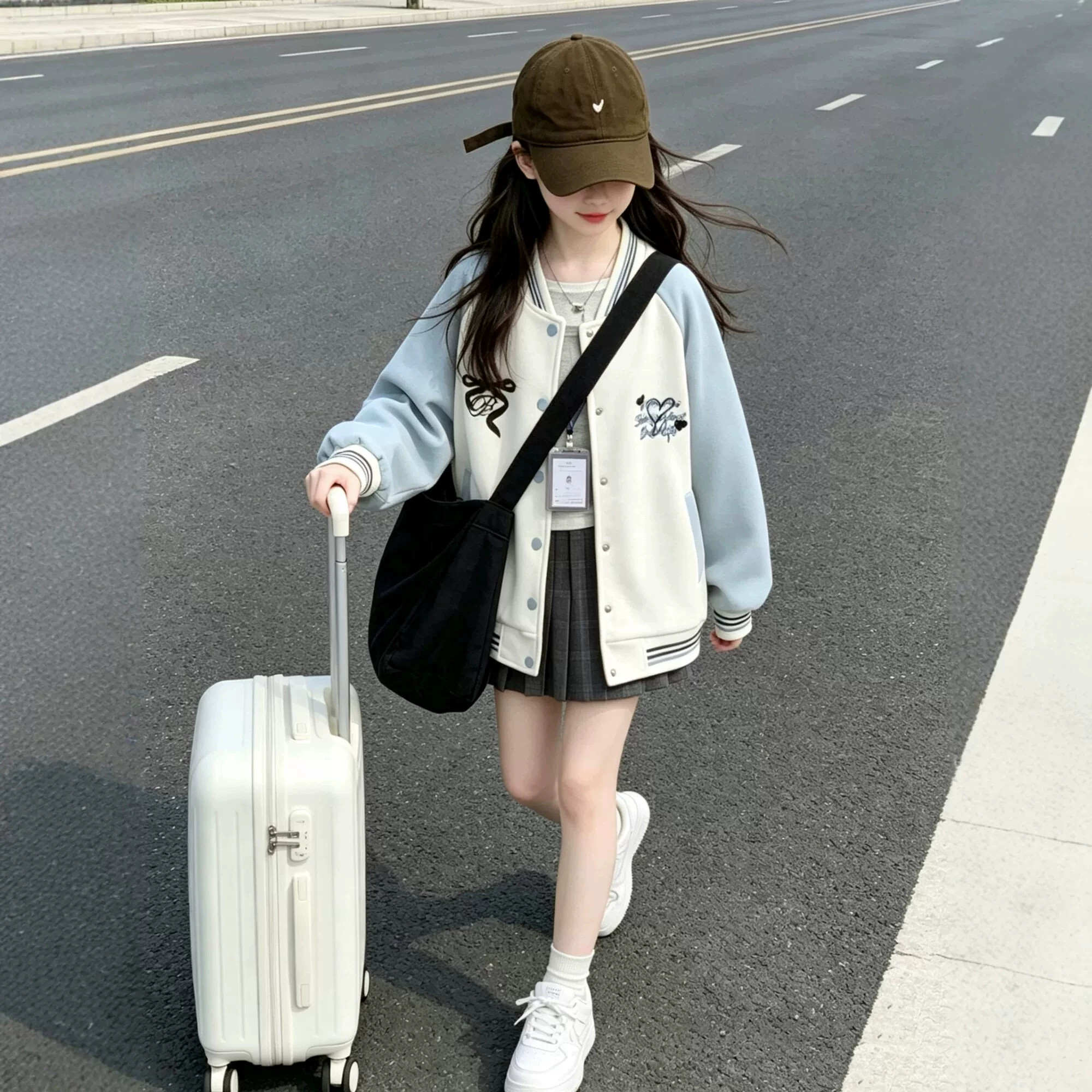 女童美式棒球服外套2026韩版刺绣字母中大童休闲开衫运动上衣潮