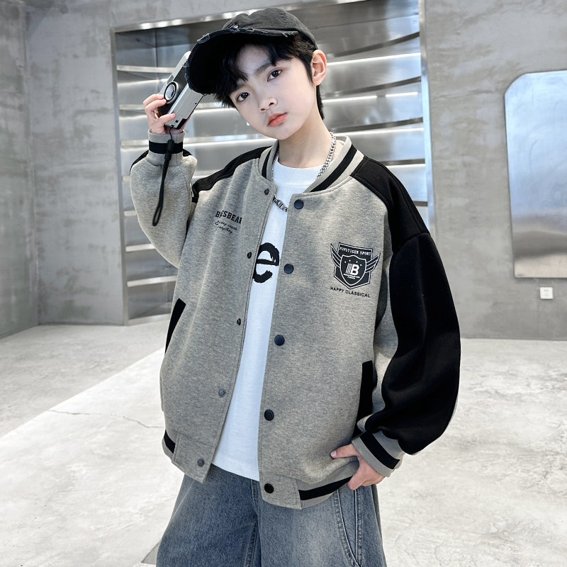 男童外套秋季款2026新款洋气潮儿童中大童棒球服运动服上衣男秋装