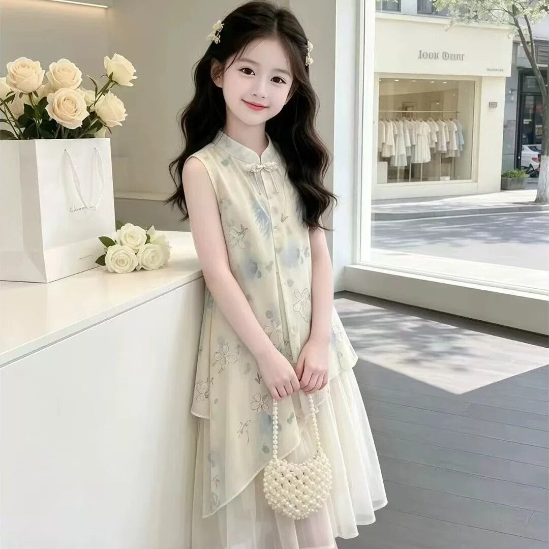 女童夏季新中式汉服旗袍连衣裙图片