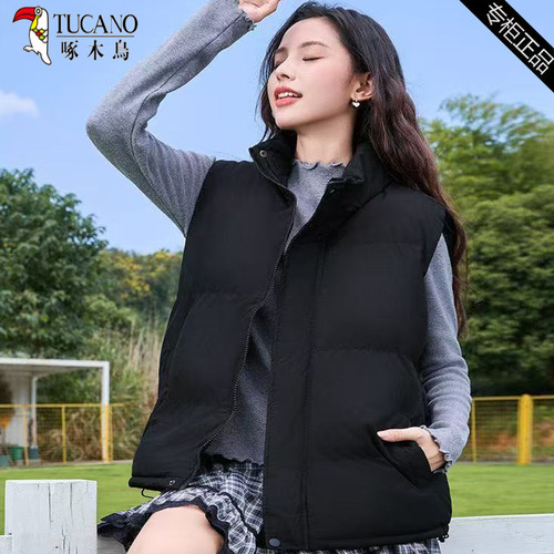 啄木鸟2025新款秋冬羽绒棉马甲女