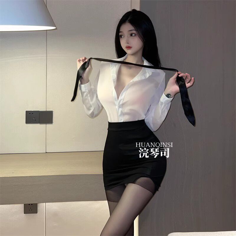 御姐风秘书性感纯欲夏天上衣衬衣套装jk制服修身ol职业白衬衫女夏