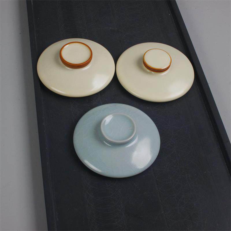 米黄汝窑水杯陶瓷马克杯盖冰花开 片青色杯身盖子轻奢高档家用配