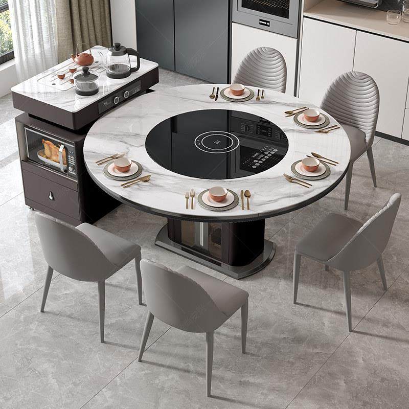 黑色岩板岛台餐桌一体家用轻奢多功能电磁炉保温暖菜转盘方圆两用,住宅家具,岛台餐桌,淘宝优惠券,粉丝福利购,淘宝优惠卷
