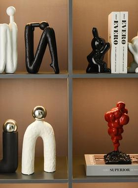 侘寂风高级感软装酒柜装饰摆饰轻奢高档客厅电视餐边玻璃柜工艺礼