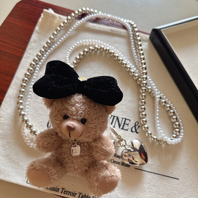 韩国代购毛绒小熊手机挂件斜挎背带夹片男女手机壳通用挂绳可背包,3C数码配件,手机挂件/手机链,淘宝优惠券,粉丝福利购,淘宝优惠卷