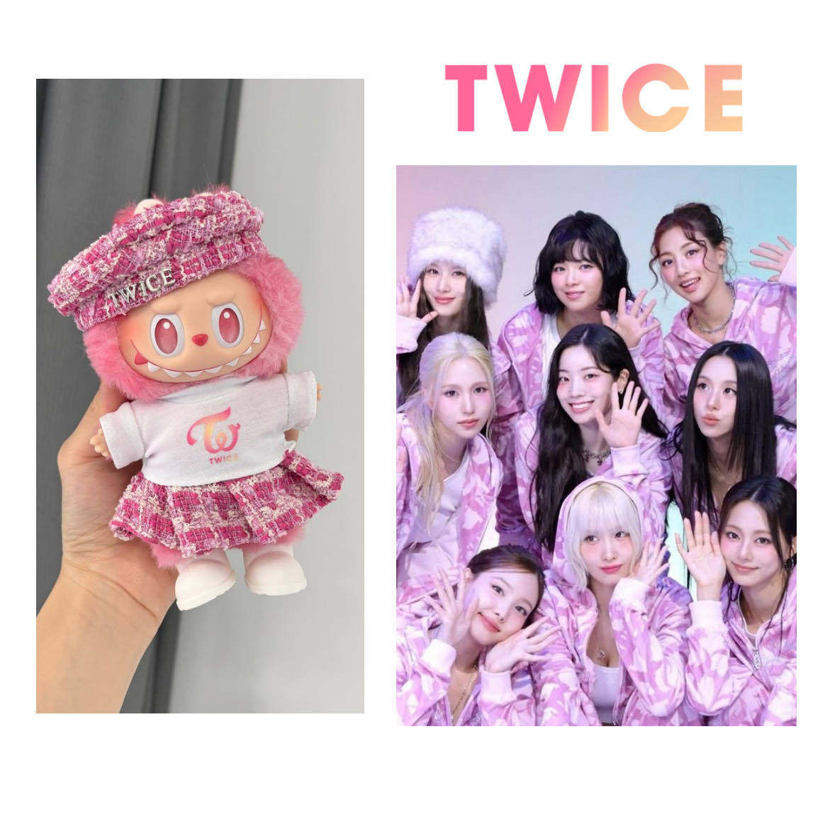 Twice同款娃衣粉色格子香风裙子17cm15厘米labubu娃衣123代娃衣