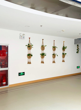 壁挂麻绳水培绿植玻璃花瓶幼儿园民宿客厅玄关电视背景墙面装饰