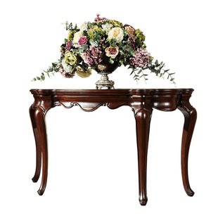 美式全实木玄关桌半圆靠墙门厅端景台入户走廊供桌欧式玄关柜条案