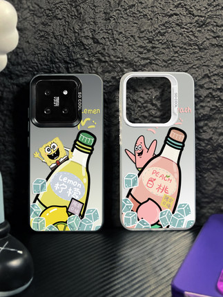 柠檬汽水适用iqooneo9手机壳新款vivox100pro套iqoo12海绵宝宝80全包neo7se彩银s16/5派大星neo3情侣y78/52s+