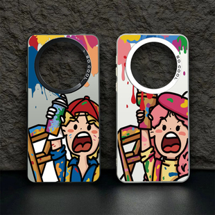 52s 涂鸦情侣适用vivox100手机壳新款 y78 5小众neo3男女款 iqooneo9套iqoo12pro可爱搞怪80全包neo7se彩银s16