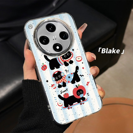 黑猫苹果适用oppofindx8手机壳新款reno12套一加13可爱7ultra卡通reon9por高级感6pro/ins风1+ace3男女款k10+