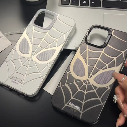 黑白蜘蛛人适用oppore手机保护壳新款reno10pro套reno9高级感findx6全包reno8/7彩银6pro个性findx5男女a2por