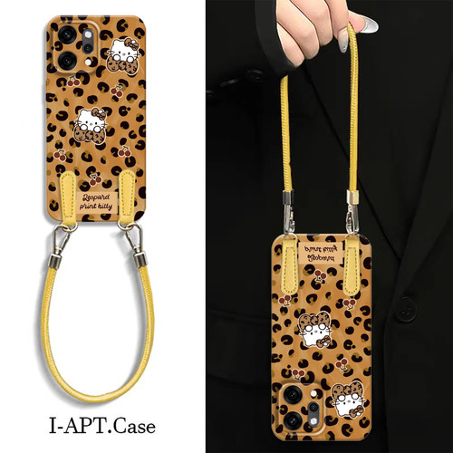 豹纹樱桃kt猫适用opporeno14手机壳新款findx8s+套reno13pro小众12个性9卡通findx7ultra6por+全包10男女款5k