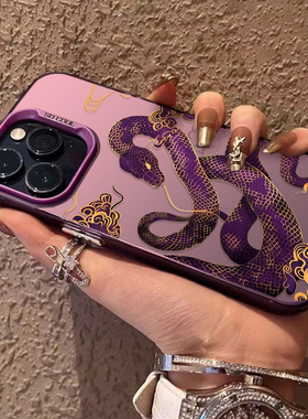 蛇年紫气东来适用苹果16promax手机壳新款iPhone15套ipone14本命13mini新年12pro彩银xsmax红色8plus7p男女款