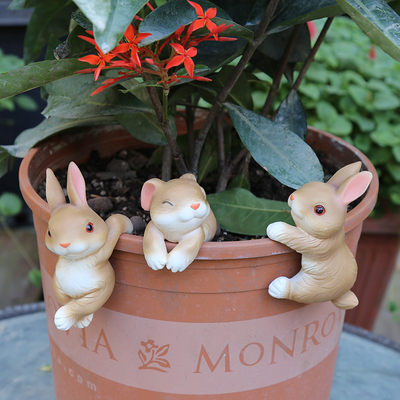 创意挂盆小兔子卡通动物摆件花园杂货 盆景小摆件装饰品园艺摆件