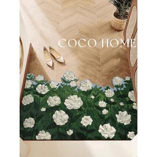 花朵入户门地垫客厅玄关家用脚垫子艺术门垫防滑地毯可裁剪 COCO