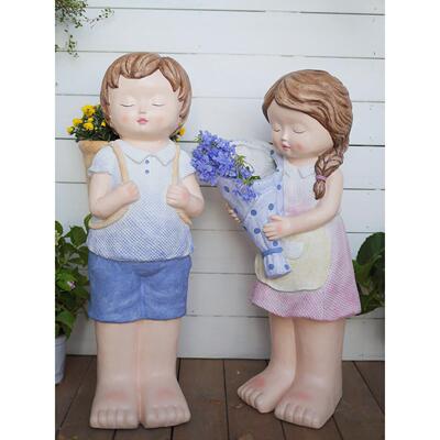 水泥欧式人形花盆别墅人物绿植花器花园艺装饰温馨摆件雕塑造景