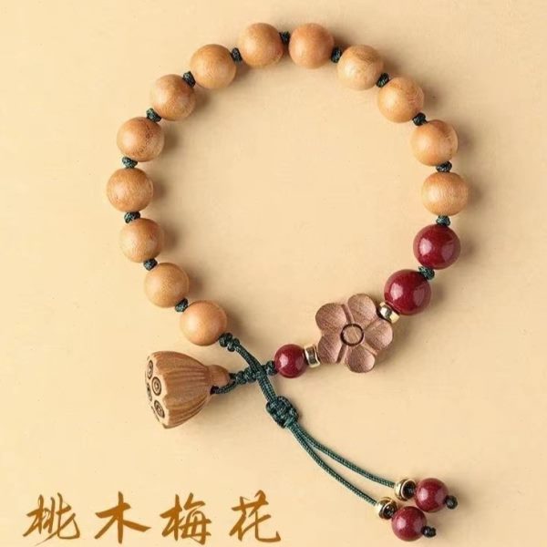惊吓真桃木红绳本命年手链女天然桃木宝宝防朱砂手串老手工编织男