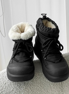 黑色东北棉鞋男女冬季加厚加绒雪靴防滑零下40度青少年保暖雪地靴