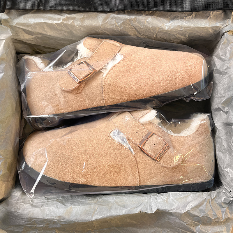 勃肯鞋男全包真皮厚底半拖