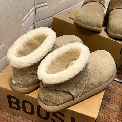 羊皮毛一体雪地靴男女冬季