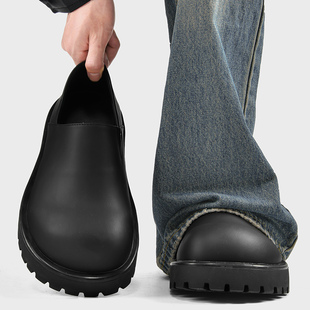 黑色厚底全包勃肯鞋男女2026新款一脚蹬懒人乐福鞋增高大头穆勒鞋