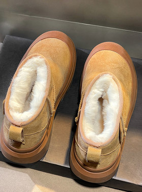 男士羊毛雪地靴皮毛一体冬季