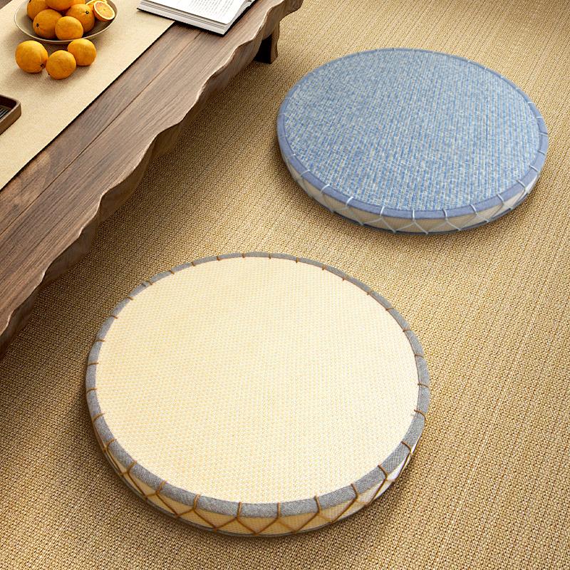 蒲团坐垫家用地上坐墩榻榻米打坐禅修垫海绵草编垫子天然编织薄垫