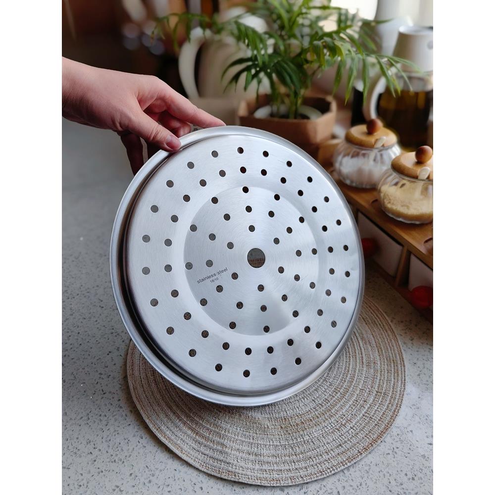 厚 别错过 仅配炒锅 304不锈钢蒸屉隔水蒸架蒸笼片大号隔层蒸格