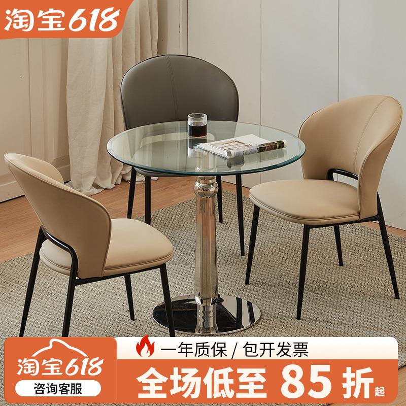 玻璃桌子圆钢化家用小户型阳台桌子玻璃餐桌简约洽谈桌玻璃小圆桌