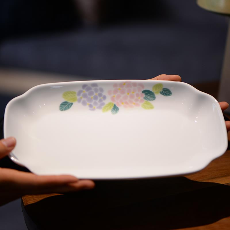 景德镇陶瓷餐具手绘田园风菜盘釉下彩家用高温瓷盘子新中式鱼盘