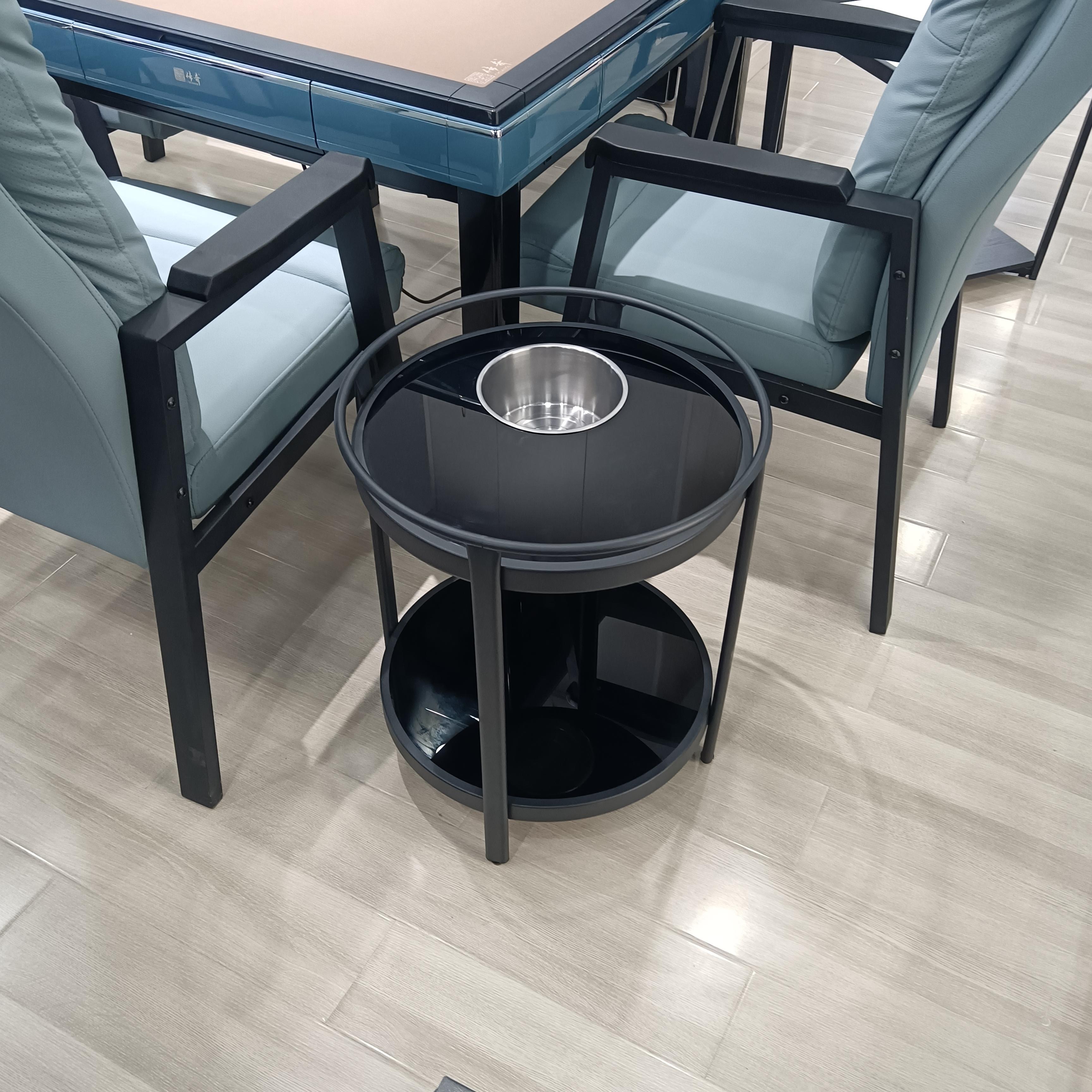 双层圆形茶几棋牌室专用麻将桌茶几茶水架烟缸架麻将机边几茶水台