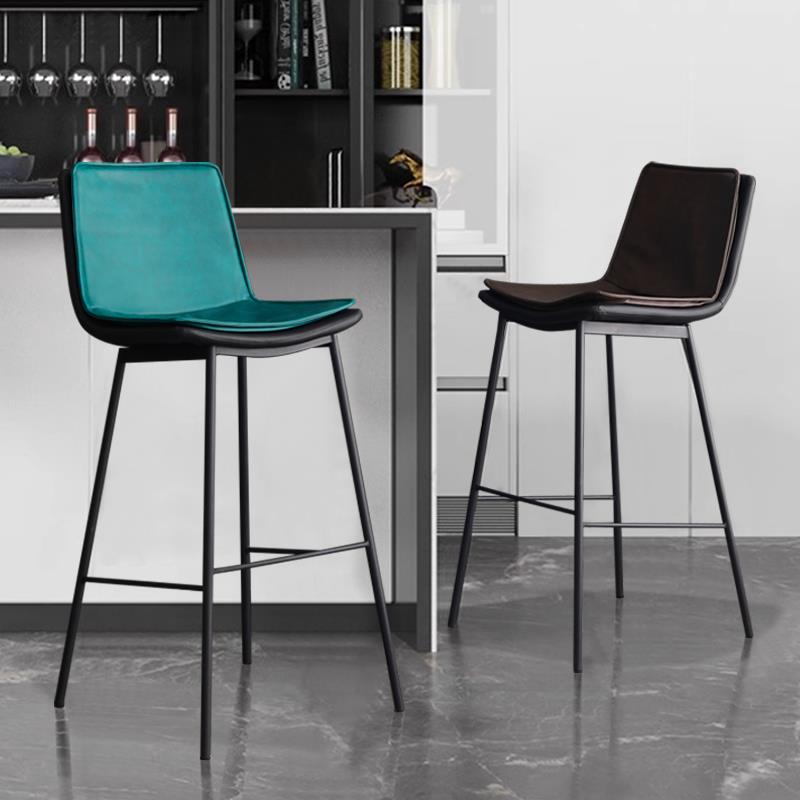 工业风轻奢吧台椅家用高脚凳现代简约酒吧椅子铁艺靠背椅前台吧凳