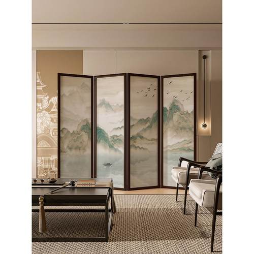 新中式实木屏风隔断客厅折叠移动卧室家用酒店茶室入户正对门遮挡