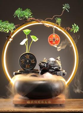 中式客厅流水摆件循环水招财龙龟金蟾办公室水系景观乔迁开 业礼