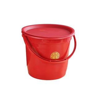 塑料家用大号红色乔迁新居红盘y结婚用品陪嫁婚庆红桶红盆手提水