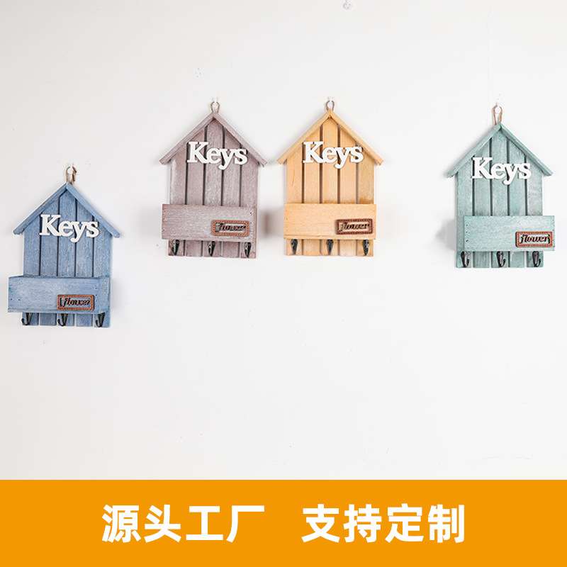 跨境壁挂小木屋木质创意手工墙面挂件插花摆件家居挂饰仿真花花盆