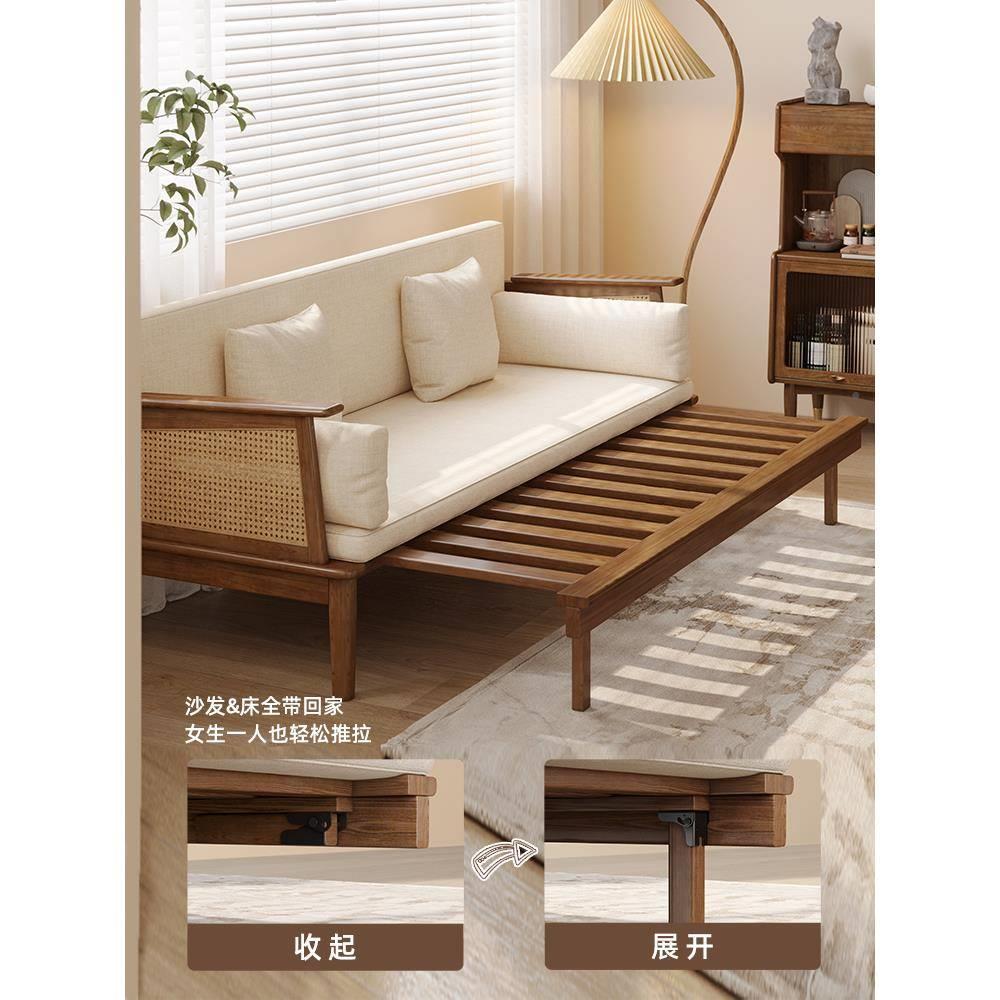 发床两用罗汉床客sfc-8007厅沙简约现代缩床新中式小户型全实木可