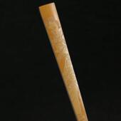 王伟本工扇骨老玉竹燕尾东阳名家戚挺飞本工雕刻侍女图文人折扇子