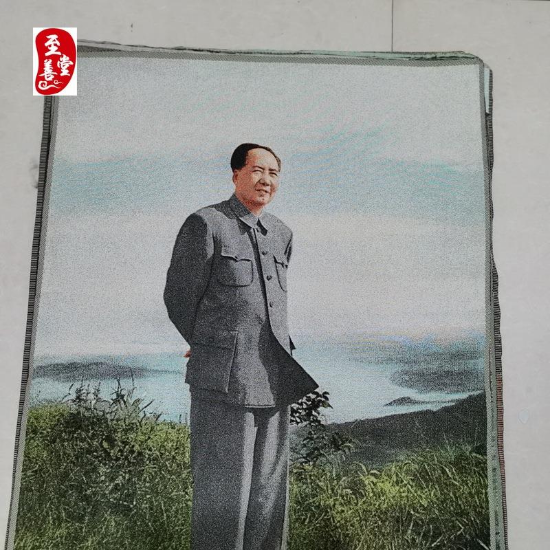 红色怀旧收藏地摊网红货源刺绣织锦画客厅装饰画在庐山