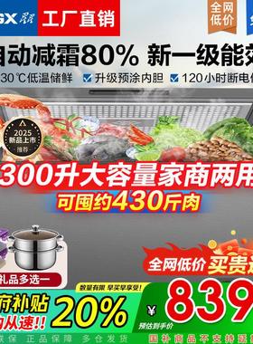 星星冰柜商用300L/519/716升家用大容量冷藏冷冻两用卧式减霜冷柜