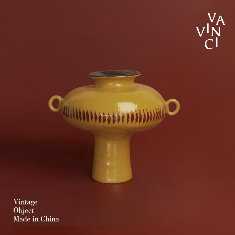 梵其【景德镇】覆古侘寂风手绘陶瓷花瓶摆件样板间酒店民宿装饰品