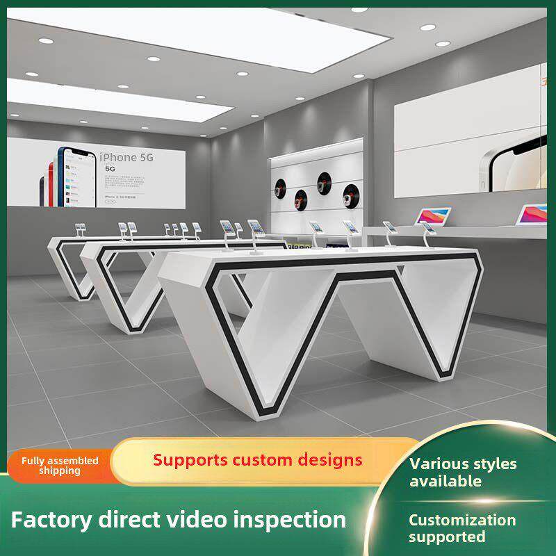 烤漆展示桌手机配件展示架体验桌台电脑展示柜台异形中岛台定做