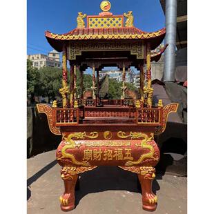 寺庙铸铁带盖烧香炉户外纯铜大型四龙柱彷古香薰炉祠堂露天插香炉